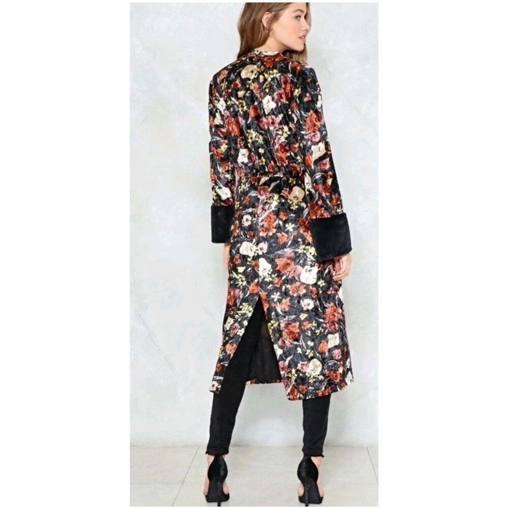 Be Fur Real Faux Fur Kimono OS One Size Floral Velour Victorian Gothic Whimsical